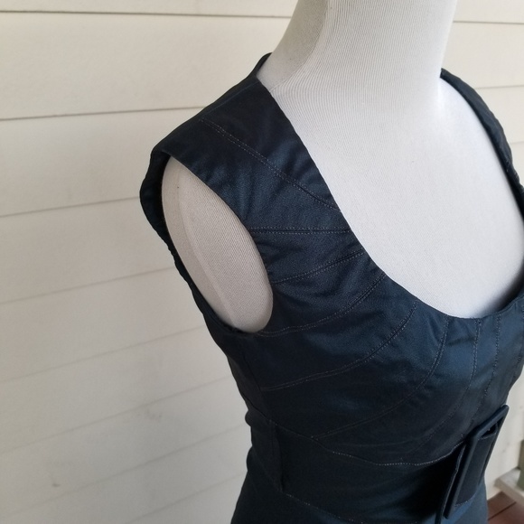 Caché Navy Blue Sheath Cocktail Party Dress - Picture 4 of 8